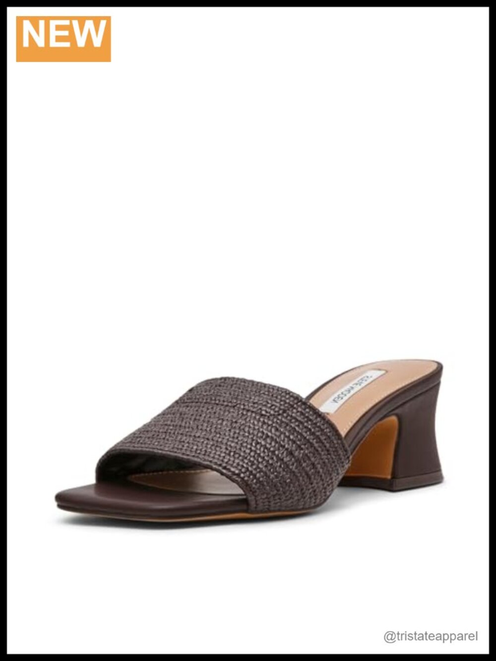 Slip-On Block Heel Square Toe Single Strap Jute Sandal